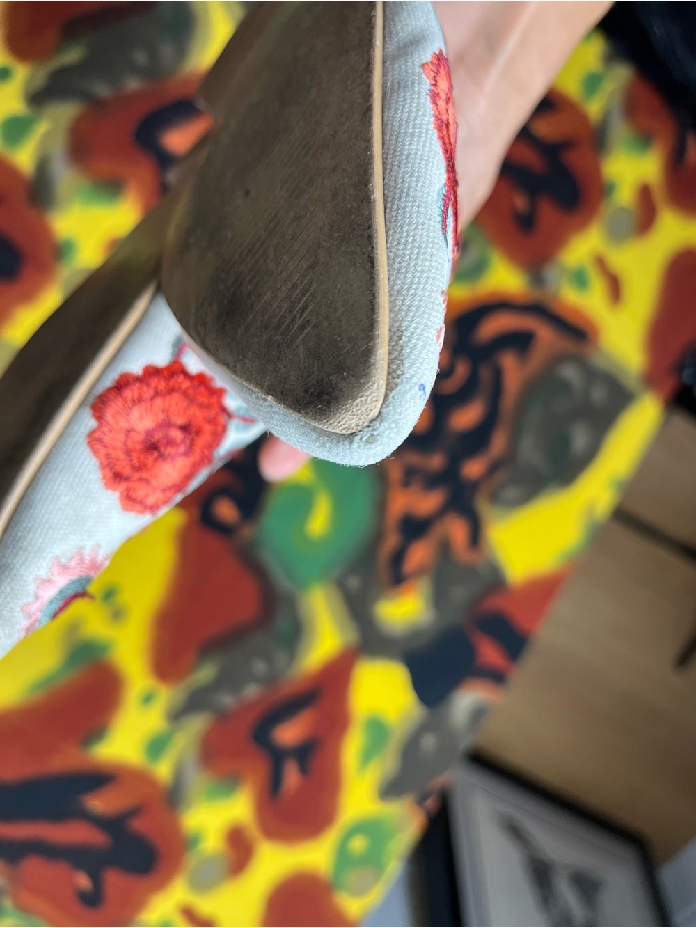 Haute Hippie red floral embroidered slip-on mules with woven strap women’s 7.5 - Picture 12 of 15